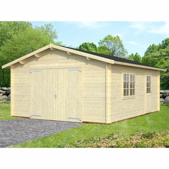 Palmako Roger 4.5m X 5.5m Extra Wide Log Cabin Single Garage (44mm) - Double Doors 6 Palmako Roger 4.5m X 5.5m Extra Wide Log Cabin Single Garage (44mm) - Double Doors - Image 5