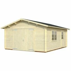Palmako Roger 4.5m X 5.5m Extra Wide Log Cabin Single Garage (44mm) - Double Doors 18 Palmako Roger 4.5m X 5.5m Extra Wide Log Cabin Single Garage (44mm) - Double Doors -Garden Supplies Sales Shop roger 23.9 m2 wooden gate visual white