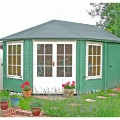 Shire Villandry 4.3m X 3m Corner Log Cabin Summer House (28mm)