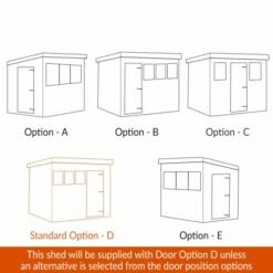 10' X 6' Traditional Standard Shiplap Pent Wooden Garden Shed (3.05m X 1.83m) 18 10' X 6' Traditional Standard Shiplap Pent Wooden Garden Shed (3.05m X 1.83m) -Garden Supplies Sales Shop shedlands door position pestra106pes tra108pes