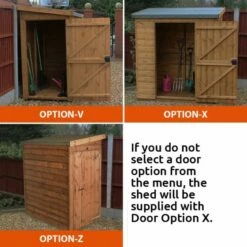 8' X 4' Traditional Shiplap Wooden Pent Tool Store Shed (2.44m X 1.22m) -Garden Supplies Sales Shop shedlands tool store door positions new min 1 1 1