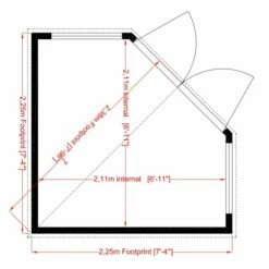 8x8 Shire Barclay Corner Wooden Summer House 20 8x8 Shire Barclay Corner Wooden Summer House -Garden Supplies Sales Shop shire 8x8 barclay corner sh floor plan 1 min