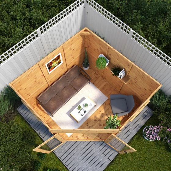 8' X 8' (3.6x2.8m) Mercia Premier Corner Wooden Summer House 7 8' X 8' (3.6x2.8m) Mercia Premier Corner Wooden Summer House - Image 5