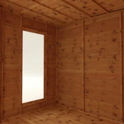 8' X 8' (3.6x2.8m) Mercia Premier Corner Wooden Summer House 23 8' X 8' (3.6x2.8m) Mercia Premier Corner Wooden Summer House -Garden Supplies Sales Shop si 003 001 0038 8x8 premium corner summerhouse close up3 min