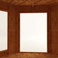 8' X 8' (3.6x2.8m) Mercia Premier Corner Wooden Summer House 24 8' X 8' (3.6x2.8m) Mercia Premier Corner Wooden Summer House -Garden Supplies Sales Shop si 003 001 0038 8x8 premium corner summerhouse close up4 min