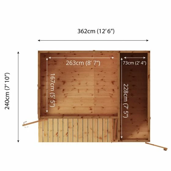 12' X 8' Mercia Premium Summer House With Side Shed (3.69m X 2.41m) 6 12' X 8' Mercia Premium Summer House With Side Shed (3.69m X 2.41m) - Image 4