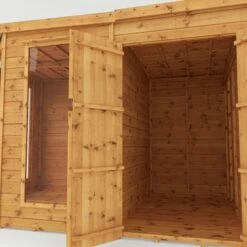 11' X 7' Mercia Corner Shiplap Wooden Garden Summer House With Side Shed (3.2m X 2.1m) 29 11' X 7' Mercia Corner Shiplap Wooden Garden Summer House With Side Shed (3.2m X 2.1m) -Garden Supplies Sales Shop si 003 001 0064 11x7 corner summerhouse with side shed close up2 min