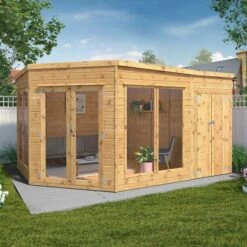13' X 9' Mercia Premium Corner Summer House With Side Shed (3.95m X 2.8m)