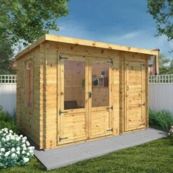Mercia Visby 3.5m X 2.4m Pent Log Cabin With Side Shed (19mm)