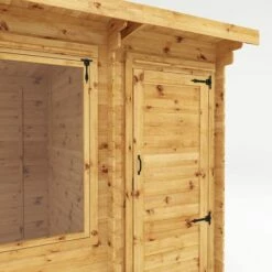 Mercia Visby 4.1m X 2.4m Pent Log Cabin With Side Shed (19mm) 22 Mercia Visby 4.1m X 2.4m Pent Log Cabin With Side Shed (19mm) -Garden Supplies Sales Shop si 006 001 0035 4 1m x 2 4m pent log cabin with side shed 19mm close up2 min