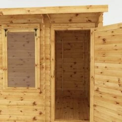 Mercia Visby 4.1m X 2.4m Pent Log Cabin With Side Shed (19mm) 23 Mercia Visby 4.1m X 2.4m Pent Log Cabin With Side Shed (19mm) -Garden Supplies Sales Shop si 006 001 0035 4 1m x 2 4m pent log cabin with side shed 19mm close up3 min