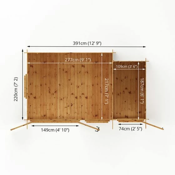 Mercia Visby 4.1m X 2.4m Pent Log Cabin With Side Shed (19mm) 6 Mercia Visby 4.1m X 2.4m Pent Log Cabin With Side Shed (19mm) - Image 4