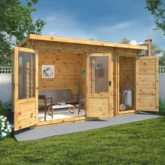 Mercia Visby 4.1m X 2.4m Pent Log Cabin With Side Shed (19mm) 4 Mercia Visby 4.1m X 2.4m Pent Log Cabin With Side Shed (19mm) - Image 2