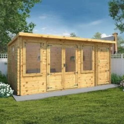 Mercia Visby 5.1m X 3m Pent Log Cabin With Side Shed (19mm)