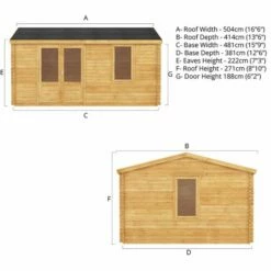 Mercia Elite 5m X 4m Garden Office Log Cabin (34mm) - Double Glazed 22 Mercia Elite 5m X 4m Garden Office Log Cabin (34mm) - Double Glazed -Garden Supplies Sales Shop si 006 003 0077 5m x 4m home office elite 34mm dg drawing1 min
