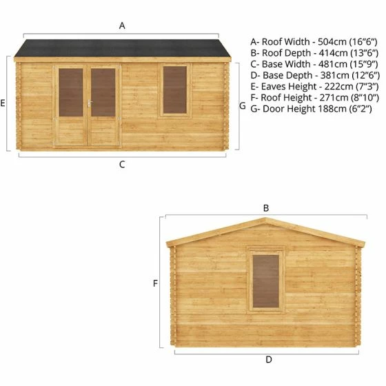 Mercia Elite 5m X 4m Garden Office Log Cabin (34mm) - Double Glazed 7 Mercia Elite 5m X 4m Garden Office Log Cabin (34mm) - Double Glazed - Image 5