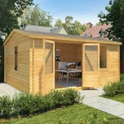 Mercia Elite 5m X 4m Garden Office Log Cabin (34mm) - Double Glazed 21 Mercia Elite 5m X 4m Garden Office Log Cabin (34mm) - Double Glazed -Garden Supplies Sales Shop si 006 003 0077 5m x 4m home office elite 34mm dg insitu4 min