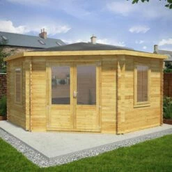 Mercia 4m X 4m Corner Log Cabin (34mm) - Double Glazed