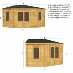 Mercia 4m X 4m Corner Log Cabin (44mm) - Double Glazed 15 Mercia 4m X 4m Corner Log Cabin (44mm) - Double Glazed -Garden Supplies Sales Shop si 006 004 0084 4x4m corner cabin 44mm dg drawing1 min