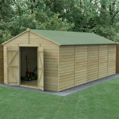 20' X 10' Forest Beckwood 25yr Guarantee Shiplap Pressure Treated Windowless Double Door Apex Wooden Shed (5.96m X 3.21m)