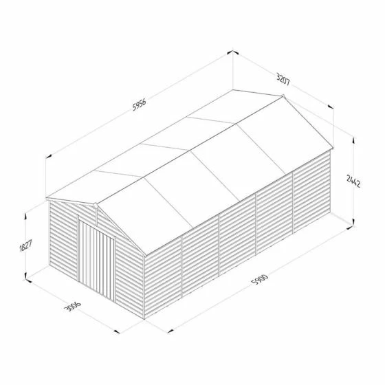 20' X 10' Forest Beckwood 25yr Guarantee Shiplap Pressure Treated Windowless Double Door Apex Wooden Shed (5.96m X 3.21m) 6 20' X 10' Forest Beckwood 25yr Guarantee Shiplap Pressure Treated Windowless Double Door Apex Wooden Shed (5.96m X 3.21m) - Image 4