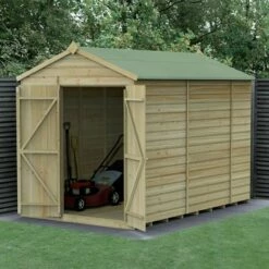 10' X 6' Forest Beckwood 25yr Guarantee Shiplap Pressure Treated Windowless Double Door Apex Wooden Shed (3.01m X 1.99m)