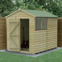 8' X 6' Forest Beckwood 25yr Guarantee Shiplap Pressure Treated Apex Wooden Shed (2.42m X 1.99m)