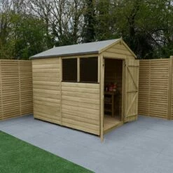 8' X 6' Forest Beckwood 25yr Guarantee Shiplap Pressure Treated Double Door Apex Wooden Shed (2.42m X 1.99m)
