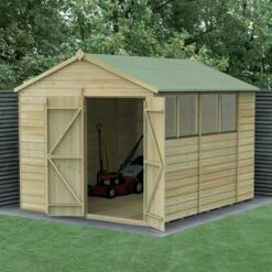10' X 8' Forest Beckwood 25yr Guarantee Shiplap Pressure Treated Double Door Apex Wooden Shed (3.01m X 2.61m)
