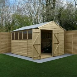 12' X 8' Forest Beckwood 25yr Guarantee Shiplap Pressure Treated Double Door Apex Wooden Shed (3.6m X 2.61m)