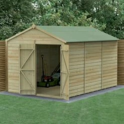 12' X 8' Forest Beckwood 25yr Guarantee Shiplap Pressure Treated Windowless Double Door Apex Wooden Shed (3.6m X 2.61m)