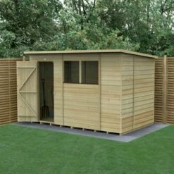 10' X 6' Forest Beckwood 25yr Guarantee Shiplap Pressure Treated Pent Wooden Shed (3.11m X 2.05m)