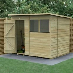 8' X 6' Forest Beckwood 25yr Guarantee Shiplap Pressure Treated Pent Wooden Shed (2.52m X 2.03m)