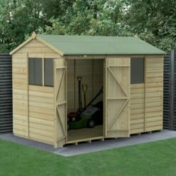 10' X 6' Forest Beckwood 25yr Guarantee Shiplap Pressure Treated Double Door Reverse Apex Wooden Shed (3.01m X 1.99m)