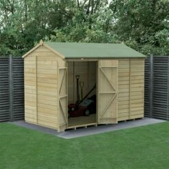 10' X 6' Forest Beckwood 25yr Guarantee Shiplap Pressure Treated Windowless Double Door Reverse Apex Wooden Shed (3.01m X 1.99m)