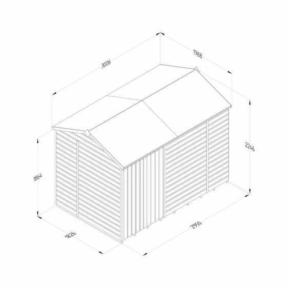 10' X 6' Forest Beckwood 25yr Guarantee Shiplap Pressure Treated Windowless Double Door Reverse Apex Wooden Shed (3.01m X 1.99m) 6 10' X 6' Forest Beckwood 25yr Guarantee Shiplap Pressure Treated Windowless Double Door Reverse Apex Wooden Shed (3.01m X 1.99m) - Image 4