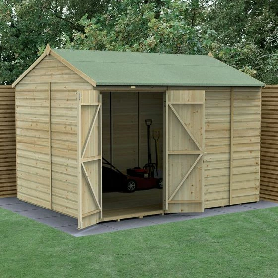 10' X 8' Forest Beckwood 25yr Guarantee Shiplap Pressure Treated Windowless Double Door Reverse Apex Wooden Shed (3.01m X 2.61m) 3 10' X 8' Forest Beckwood 25yr Guarantee Shiplap Pressure Treated Windowless Double Door Reverse Apex Wooden Shed (3.01m X 2.61m)