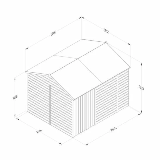 10' X 8' Forest Beckwood 25yr Guarantee Shiplap Pressure Treated Windowless Double Door Reverse Apex Wooden Shed (3.01m X 2.61m) 6 10' X 8' Forest Beckwood 25yr Guarantee Shiplap Pressure Treated Windowless Double Door Reverse Apex Wooden Shed (3.01m X 2.61m) - Image 4