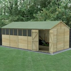 20' X 10' Forest Beckwood 25yr Guarantee Shiplap Pressure Treated Double Door Reverse Apex Wooden Shed (5.96m X 3.21m)