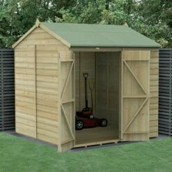 7' X 7' Forest Beckwood 25yr Guarantee Shiplap Pressure Treated Windowless Double Door Reverse Apex Wooden Shed (2.28m X 2.12m)
