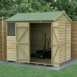 8' X 6' Forest Beckwood 25yr Guarantee Shiplap Pressure Treated Double Door Reverse Apex Wooden Shed (2.42m X 1.99m)