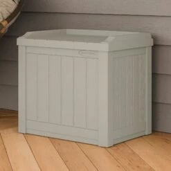 1'10 X 1'5 Suncast 83L Plastic Garden Storage Seat - Light Taupe (0.56m X 0.43m)