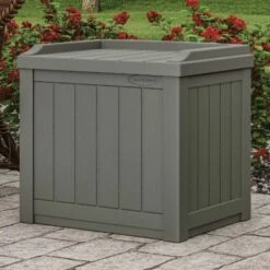 1'10 X 1'5 Suncast 83L Plastic Garden Storage Seat - Stoney Grey (0.56m X 0.43m)