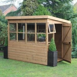 10' X 6' Traditional Shiplap Sun Pent 6' Gable Wooden Garden Shed (3.05m X 1.83m) 22 10' X 6' Traditional Shiplap Sun Pent 6' Gable Wooden Garden Shed (3.05m X 1.83m) -Garden Supplies Sales Shop sun pent sheds insitu6 min 3