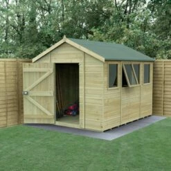 10' X 8' Forest Timberdale 25yr Guarantee Tongue & Groove Pressure Treated Apex Shed – 4 Windows (3.06m X 2.52m)