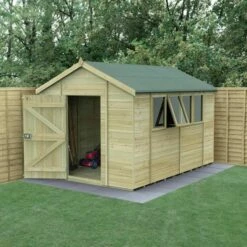 12' X 8' Forest Timberdale 25yr Guarantee Tongue & Groove Pressure Treated Apex Shed – 4 Windows (3.65m X 2.52m)