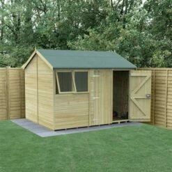 10' X 8' Forest Timberdale 25yr Guarantee Tongue & Groove Pressure Treated Double Door Reverse Apex Shed (3.06m X 2.52m)