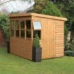 10' X 6' Traditional Shiplap Sun Pent 6' Gable Wooden Garden Shed (3.05m X 1.83m)