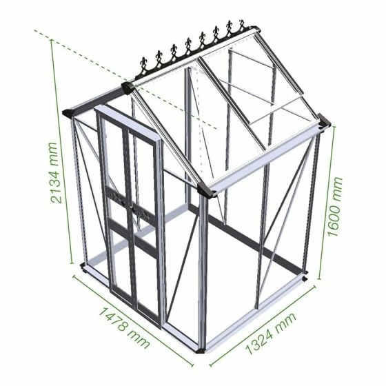 4' X 4' Halls Cotswold Birdlip Small Greenhouse With Toughened Glass (1.47m X 1.32m) 4 4' X 4' Halls Cotswold Birdlip Small Greenhouse With Toughened Glass (1.47m X 1.32m) - Image 2