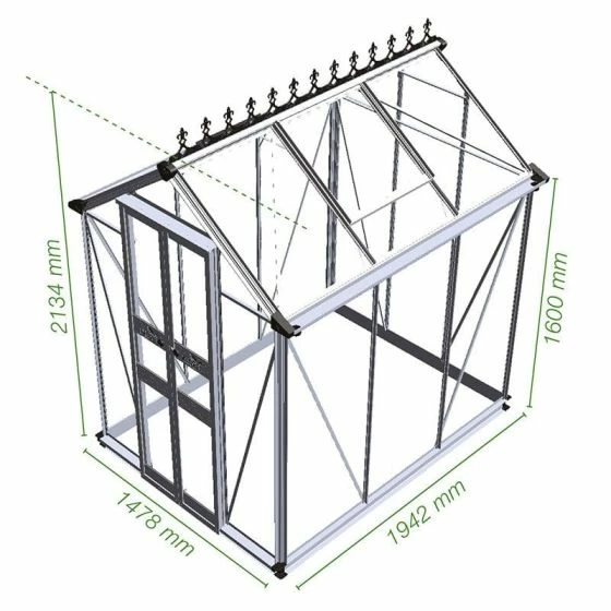4' X 6' Halls Cotswold Birdlip Small Greenhouse In Green With Toughened Glass (1.47m X 1.94m) 5 4' X 6' Halls Cotswold Birdlip Small Greenhouse In Green With Toughened Glass (1.47m X 1.94m) - Image 3